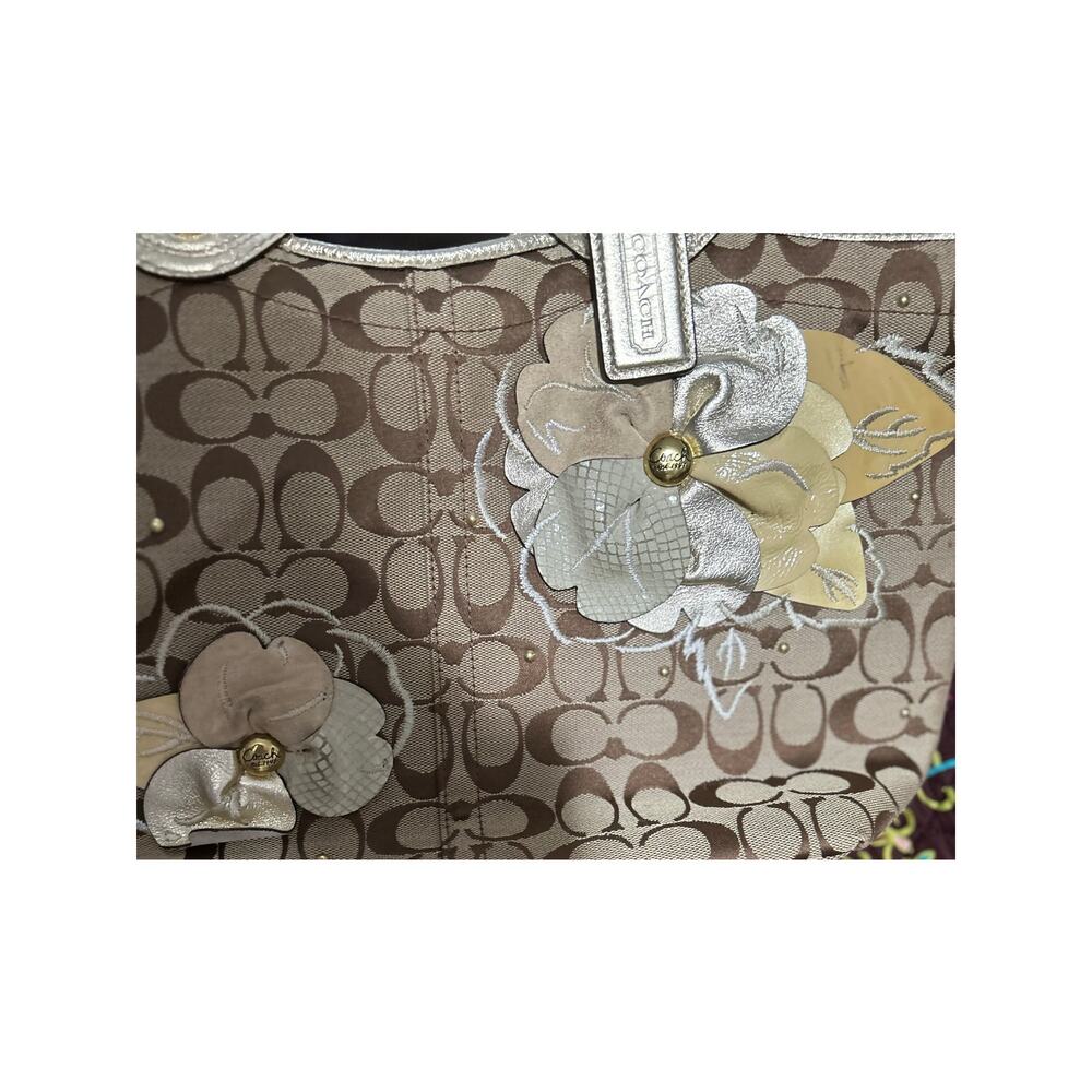 Coach‎ Signature Leather Floral Bleecker Canvas Satchel Bag F16276 - Picture 6 of 13
